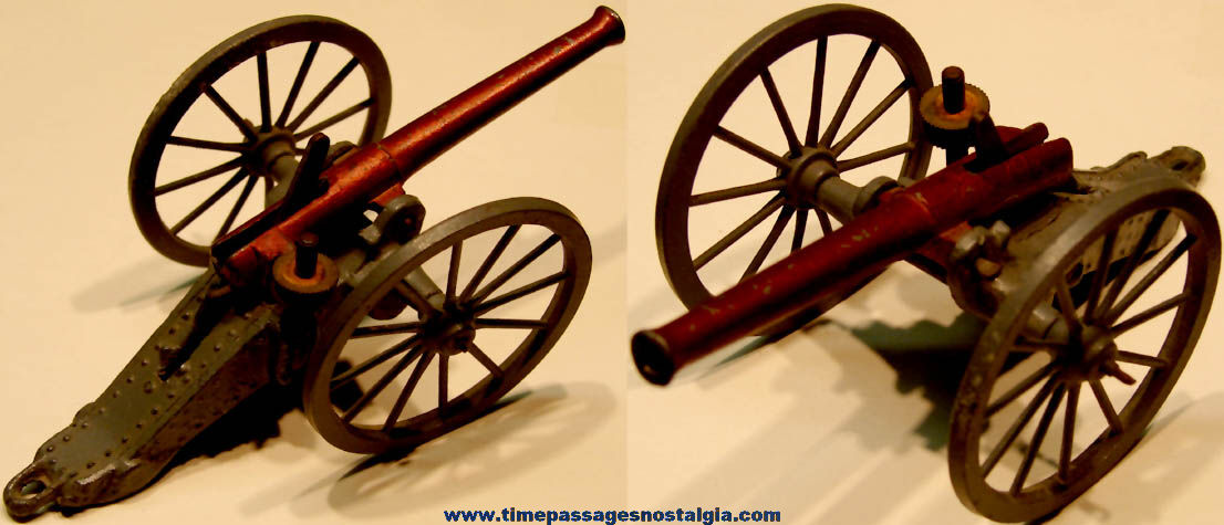Small Old Painted Metal Firing Civil War Army Play Set Cannon