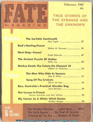 1960 FATE Magazine Back Issues