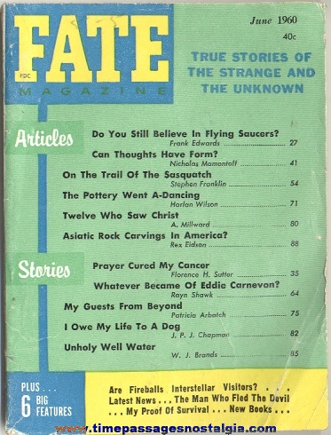 1960 FATE Magazine Back Issues