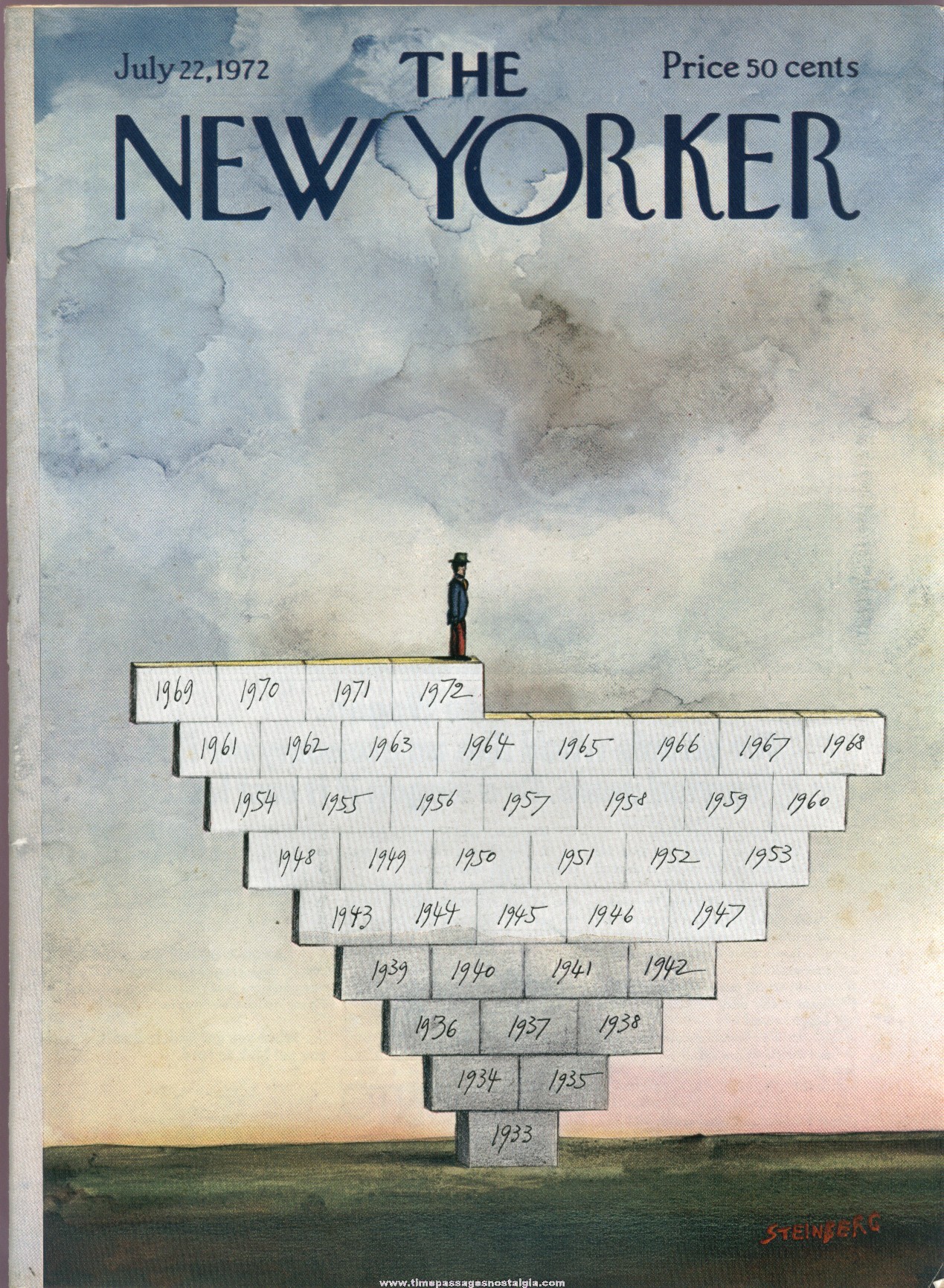 New Yorker Magazine - July 22, 1972 - Cover by Saul Steinberg
