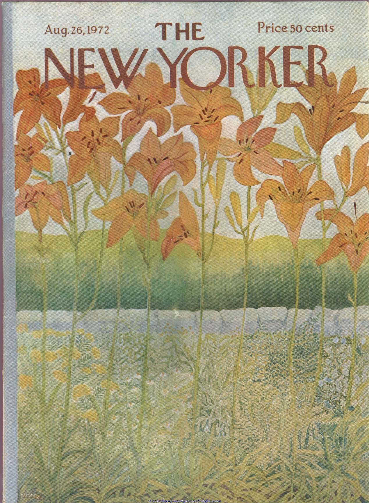 New Yorker Magazine - August 26, 1972 - Cover by Ilonka Karasz