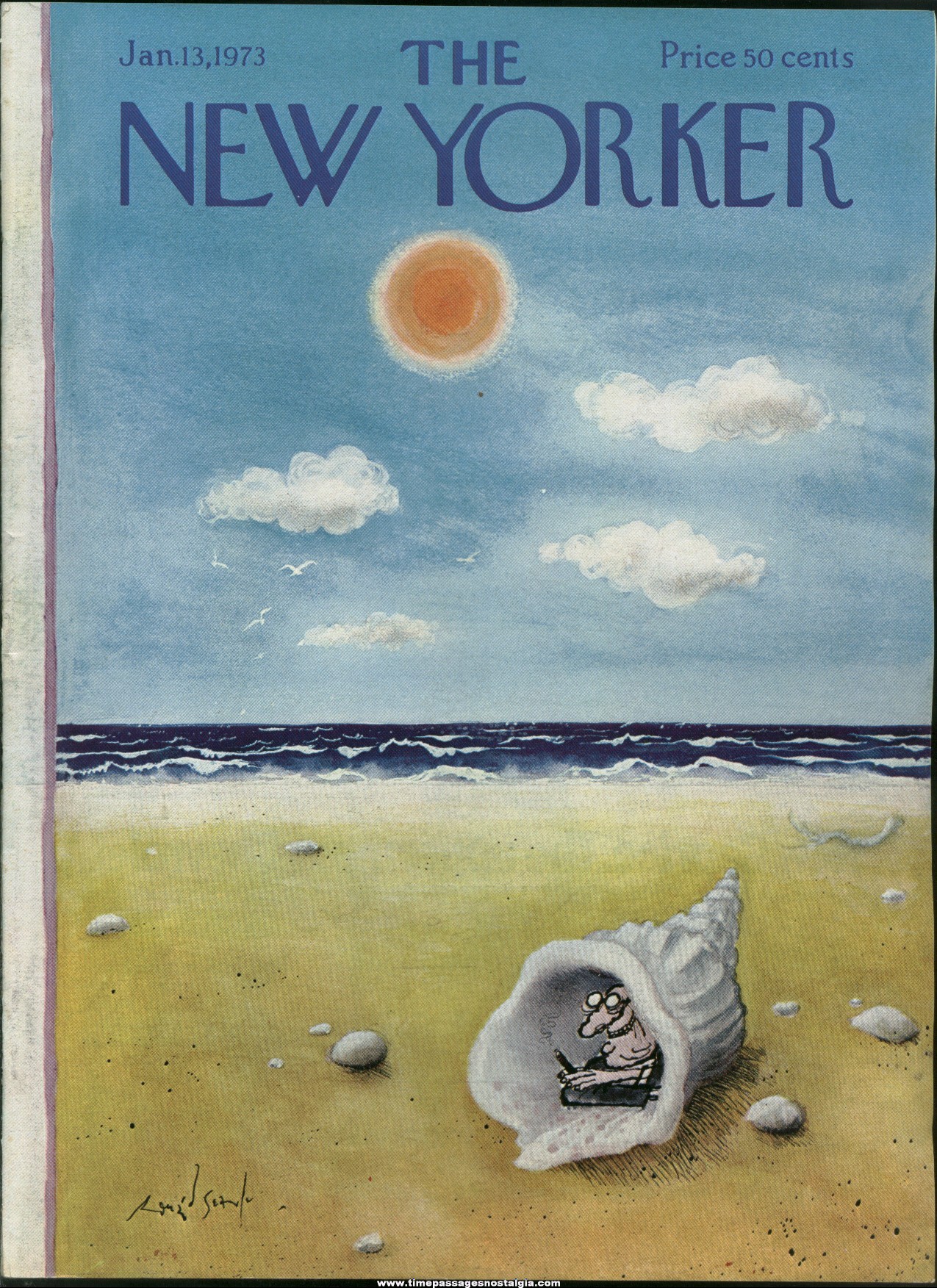 New Yorker Magazine - January 13, 1973 - Cover by Ronald Searle