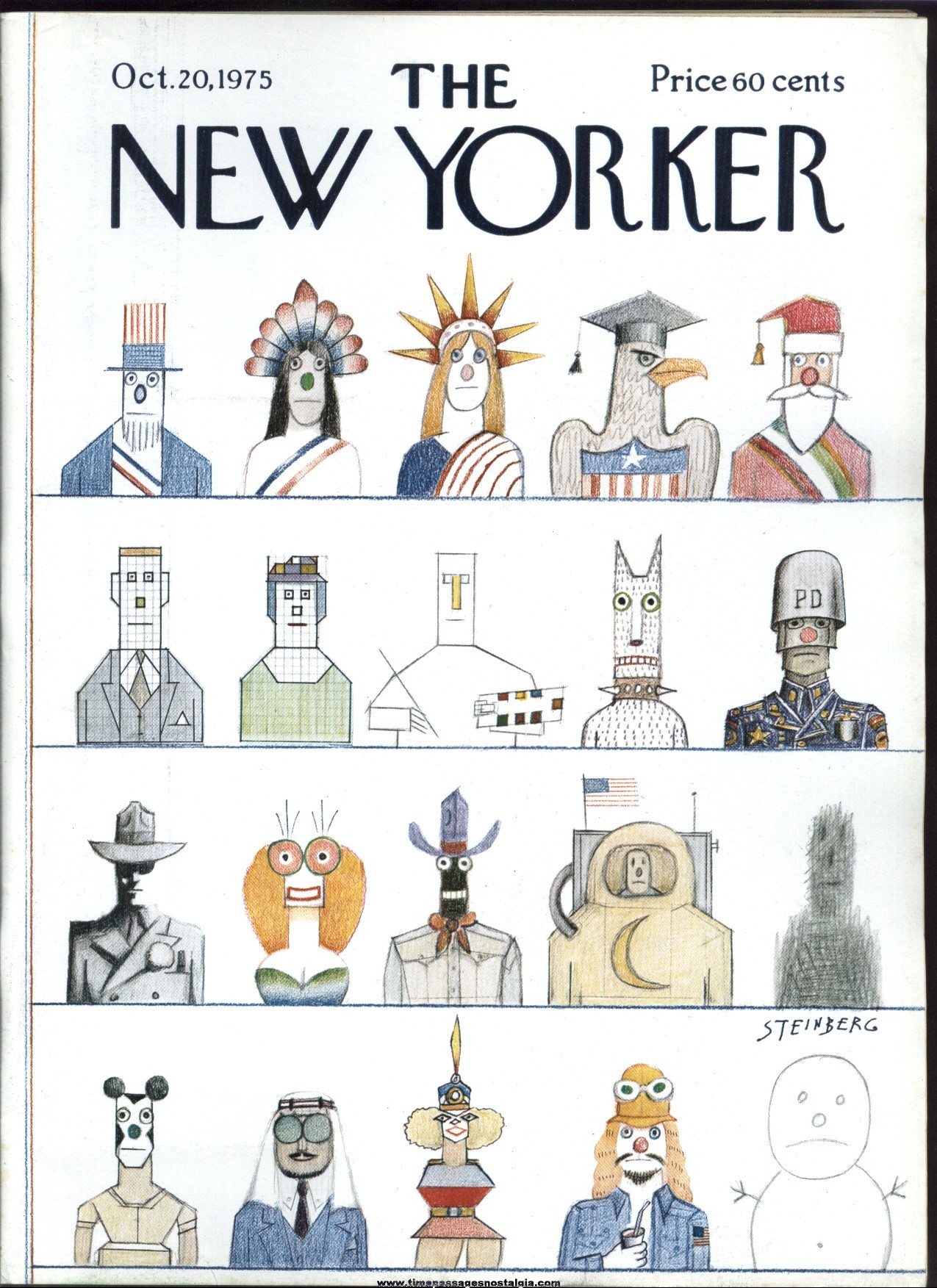 New Yorker Magazine - October 20, 1975 - Cover by Saul Steinberg