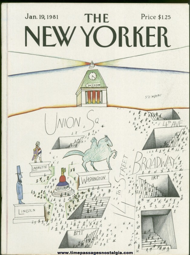 New Yorker Magazine - January 19, 1981 - Cover by Saul Steinberg