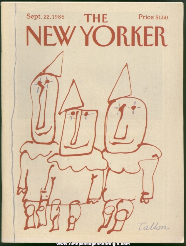 New Yorker Magazine - September 22, 1986 - Cover by Robert Tallon
