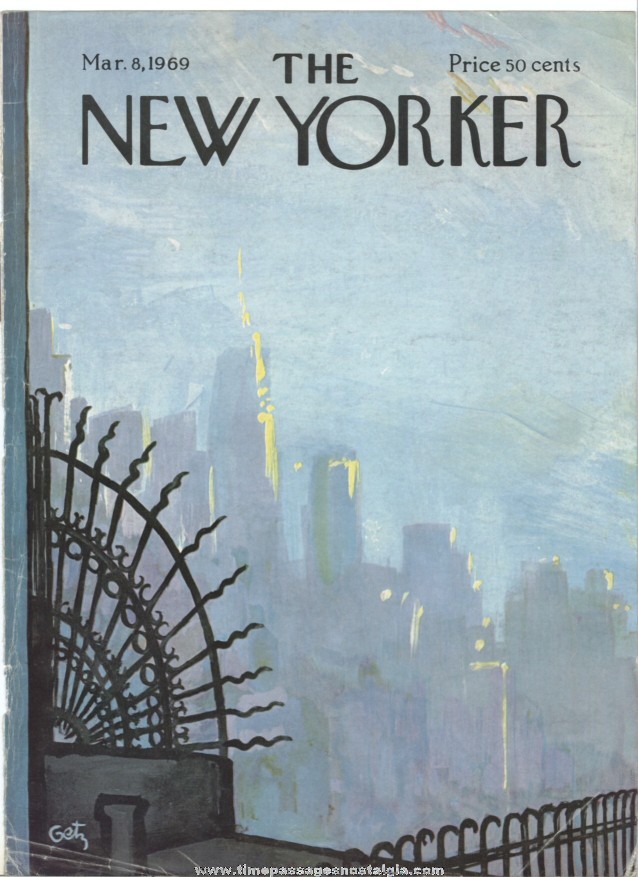 New Yorker Magazine COVER ONLY - March 8, 1969 - Arthur Getz