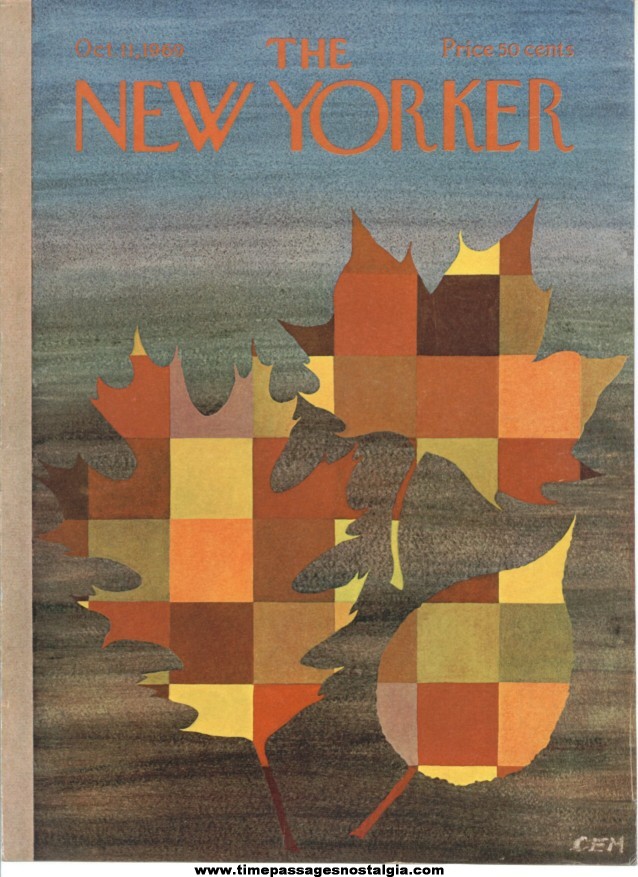 New Yorker Magazine COVER ONLY - October 11, 1969 - Charles E. Martin