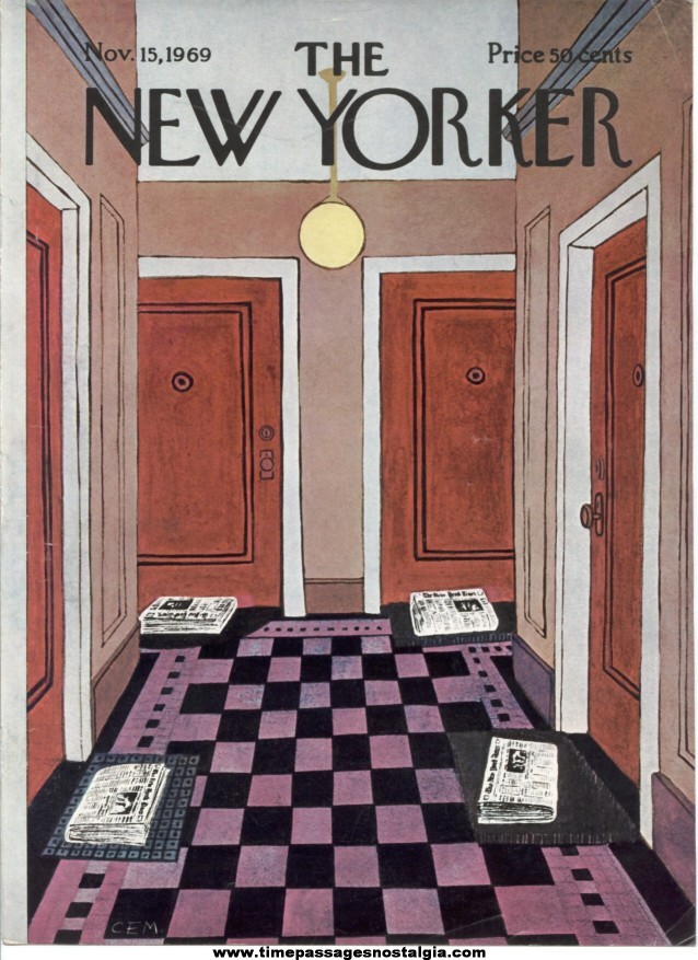 New Yorker Magazine COVER ONLY - November 15, 1969 - Charles E. Martin
