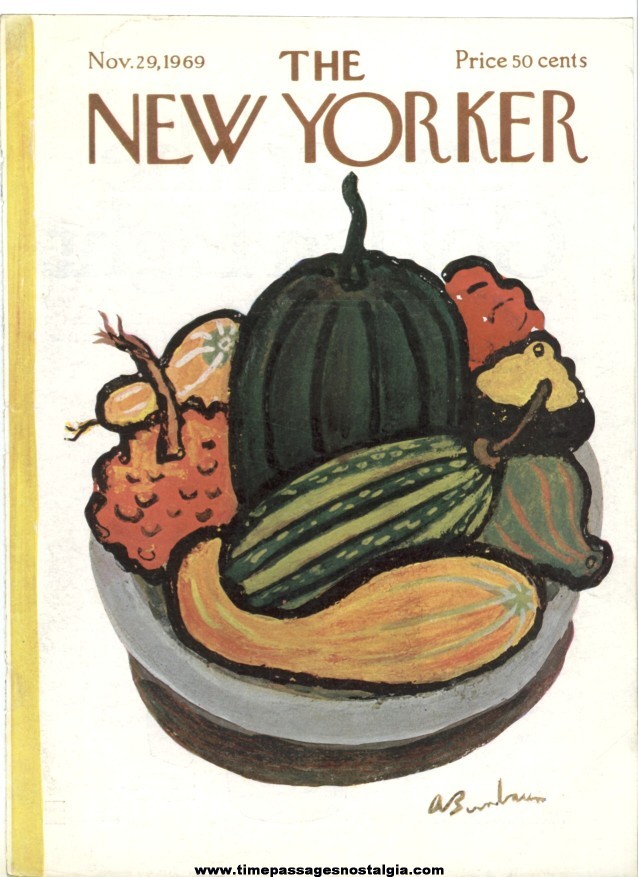 New Yorker Magazine COVER ONLY - November 29, 1969 - Abe Birnbaum