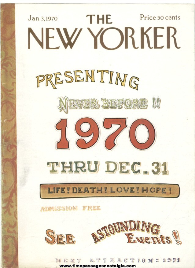 New Yorker Magazine COVER ONLY - January 3, 1970 - James Stevenson