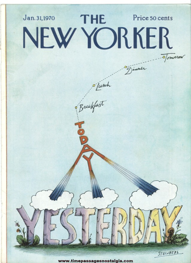 New Yorker Magazine COVER ONLY - January 31, 1970 - Saul Steinberg