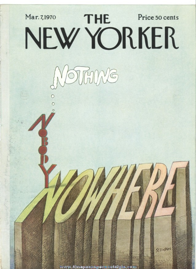 New Yorker Magazine COVER ONLY - March 7, 1970 - Saul Steinberg