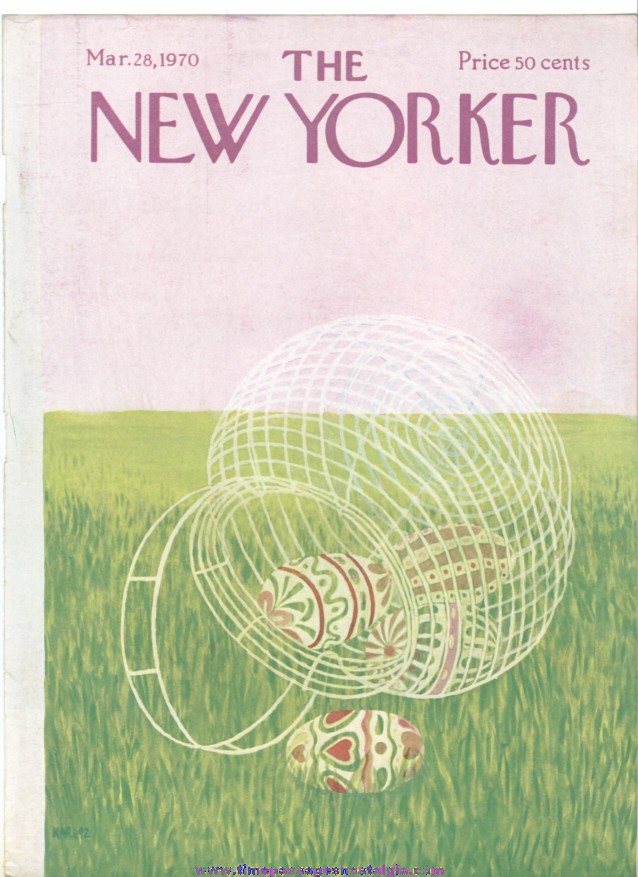 New Yorker Magazine COVER ONLY - March 28, 1970 - Ilonka Karasz