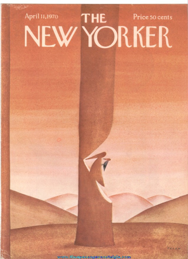 New Yorker Magazine COVER ONLY - April 11, 1970 - Jean-Michel Folon
