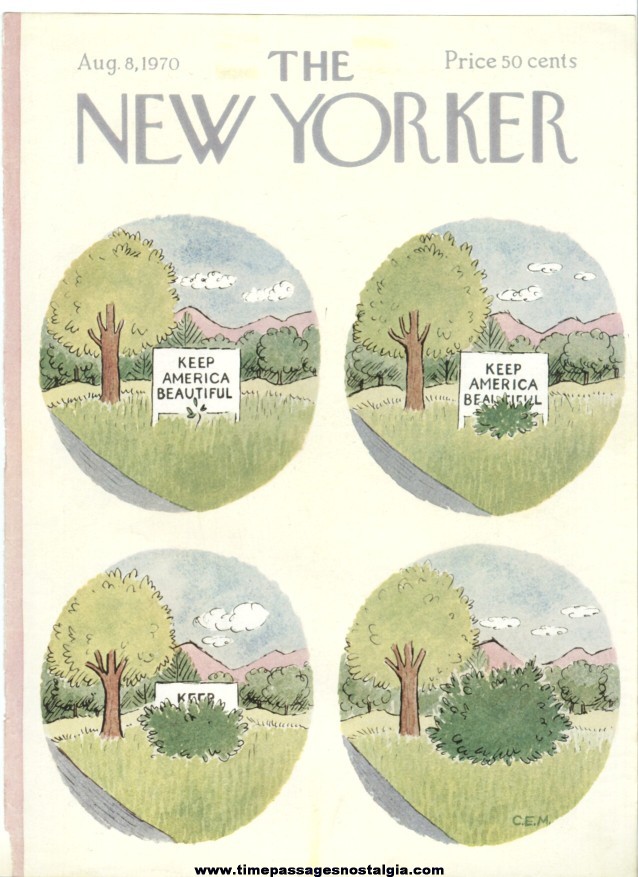 New Yorker Magazine COVER ONLY - August 8, 1970 - Charles E. Martin