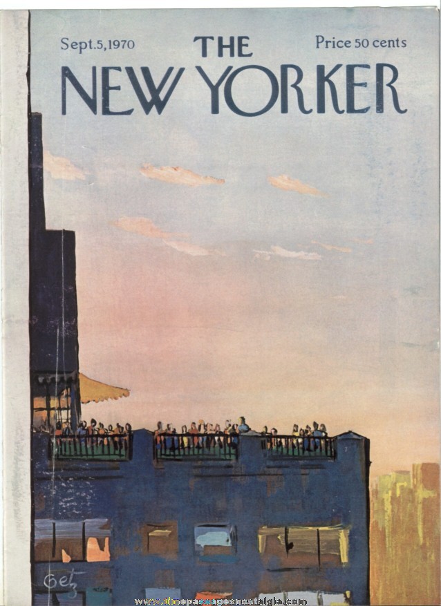 New Yorker Magazine COVER ONLY - September 5, 1970 - Arthur Getz