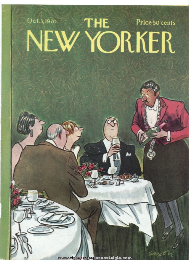 New Yorker Magazine COVER ONLY - October 3, 1970 - Charles Saxon
