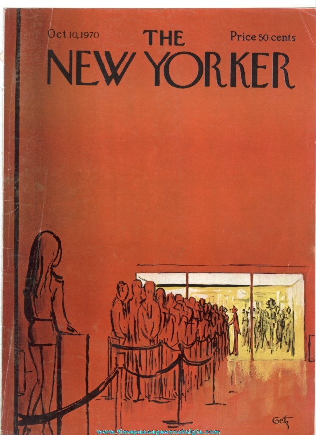 New Yorker Magazine COVER ONLY - October 10, 1970 - Arthur Getz