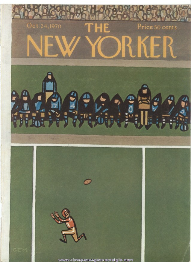 New Yorker Magazine COVER ONLY - October 24, 1970 - Charles E. Martin