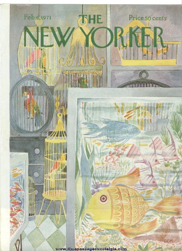 New Yorker Magazine COVER ONLY - February 6, 1971 - Charles E. Martin