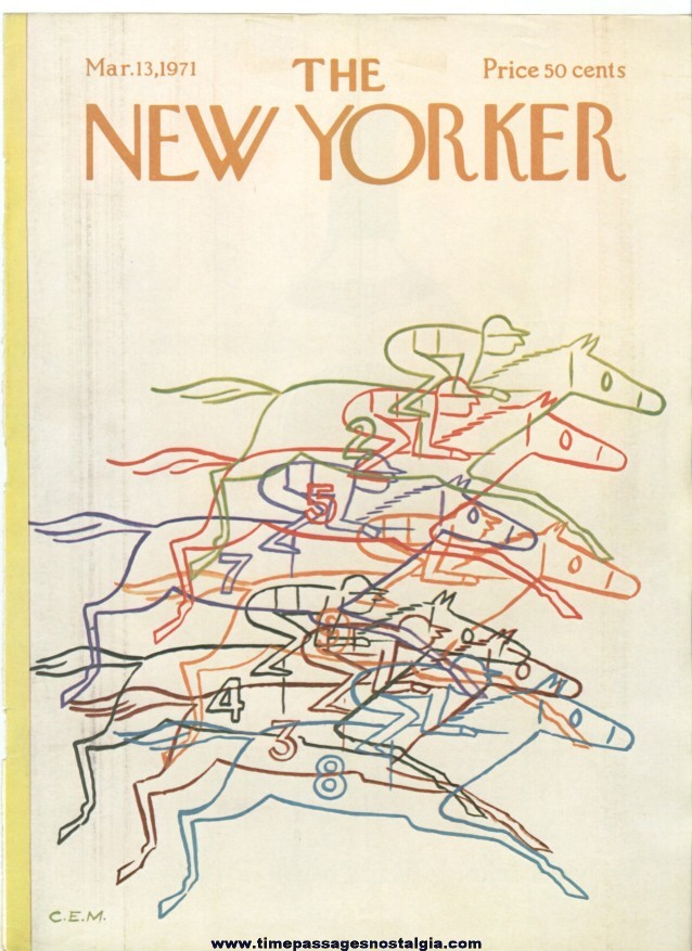 New Yorker Magazine COVER ONLY - March 13, 1971 - Charles E. Martin