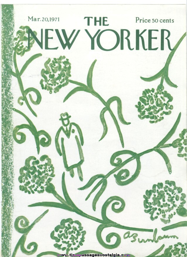 New Yorker Magazine COVER ONLY - March 20, 1971 - Abe Birnbaum