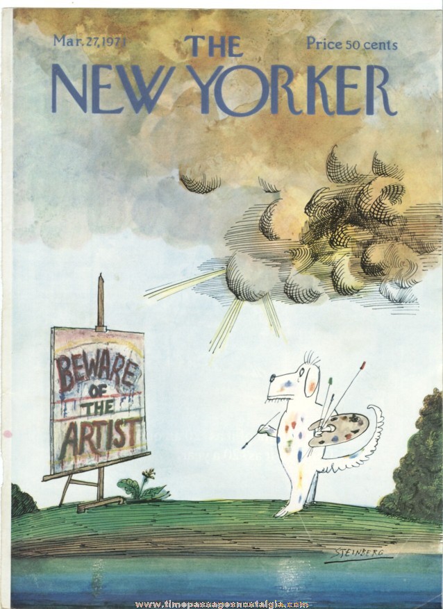 New Yorker Magazine COVER ONLY - March 27, 1971 - Saul Steinberg