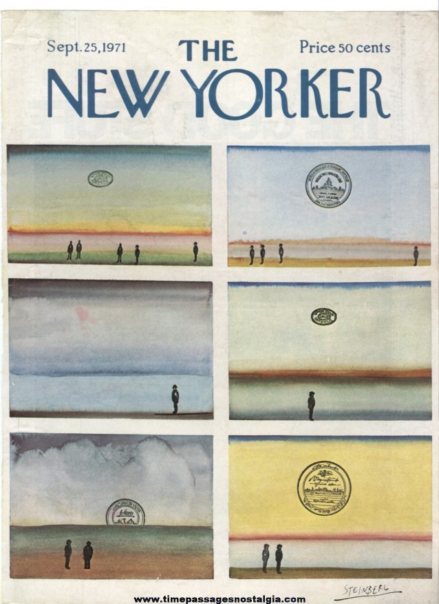 New Yorker Magazine COVER ONLY - September 25, 1971 - Saul Steinberg