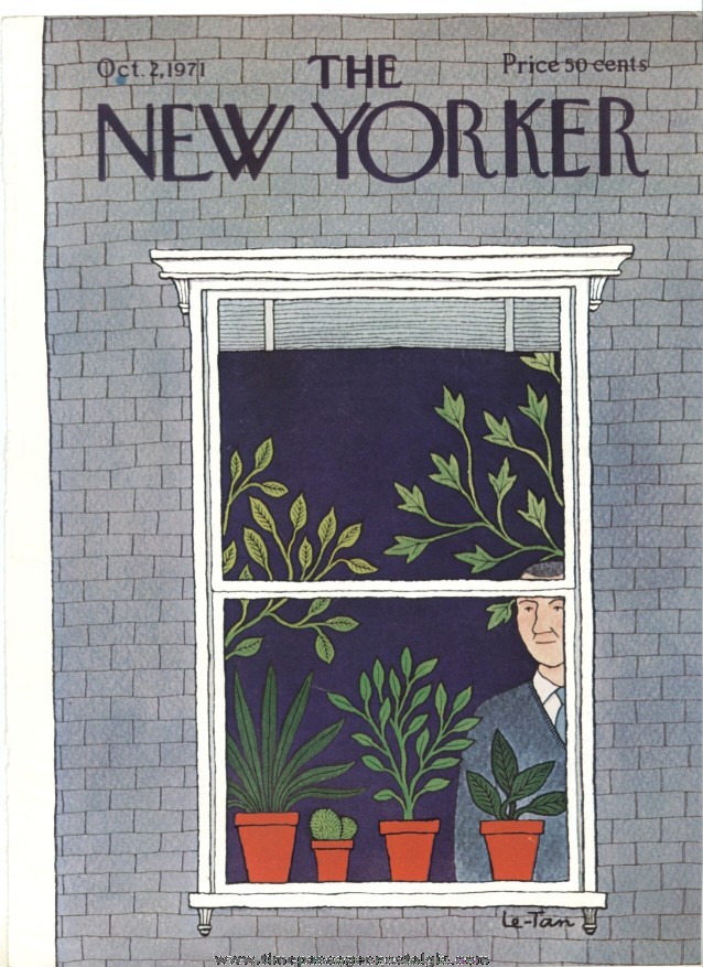 New Yorker Magazine COVER ONLY - October 2, 1971 - Pierre Le-Tan