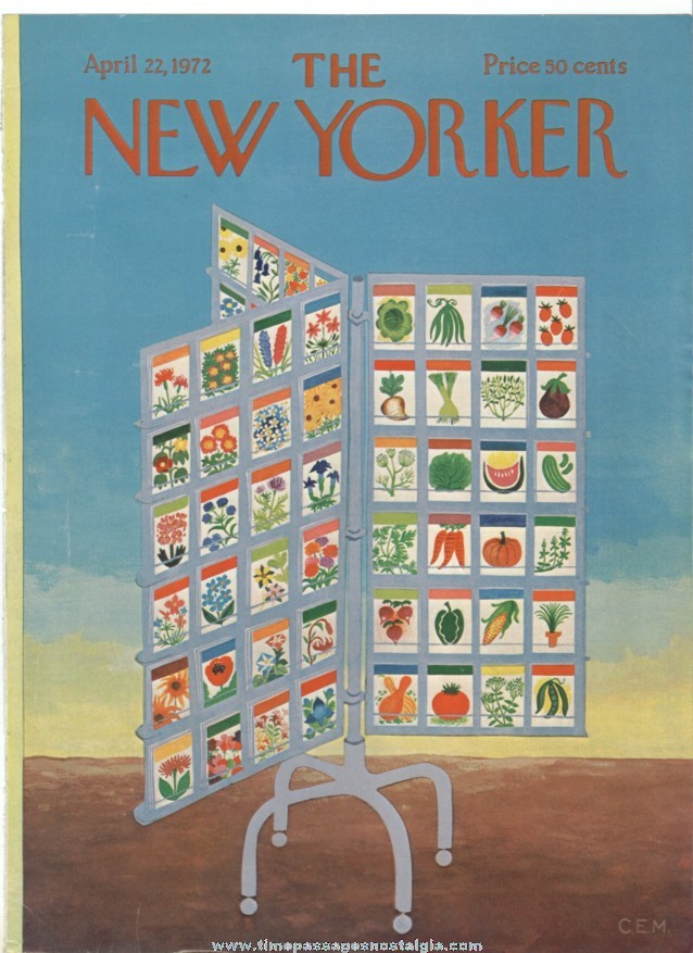 New Yorker Magazine COVER ONLY - April 22, 1972 - Charles E. Martin