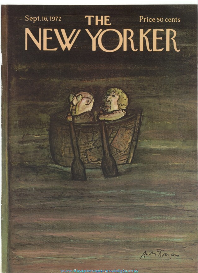 New Yorker Magazine COVER ONLY - September 16, 1972 - Andre Francois