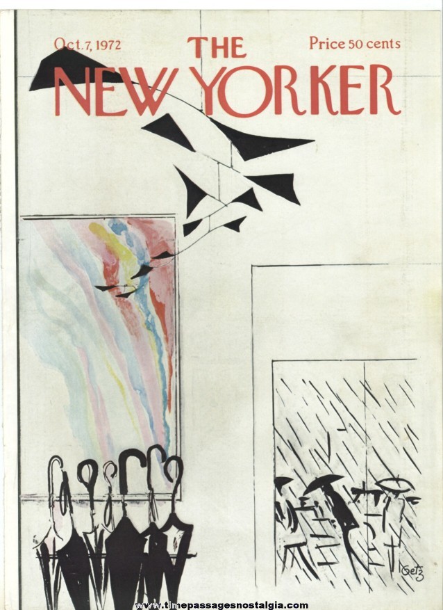 New Yorker Magazine COVER ONLY - October 7, 1972 - Arthur Getz