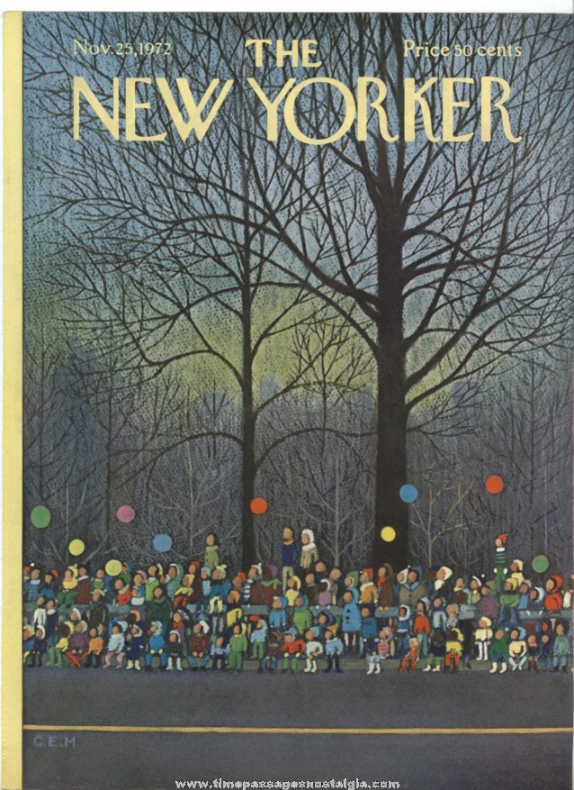New Yorker Magazine COVER ONLY - November 25, 1972 - Charles E. Martin