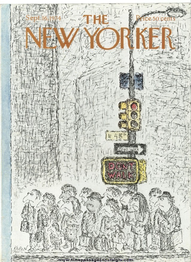 New Yorker Magazine COVER ONLY - September 16, 1974 - Edward Koren