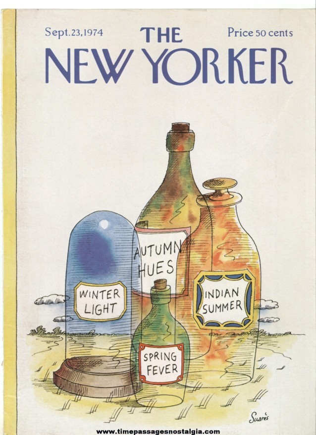 New Yorker Magazine COVER ONLY - September 23, 1974 - Jean-Claude Suares