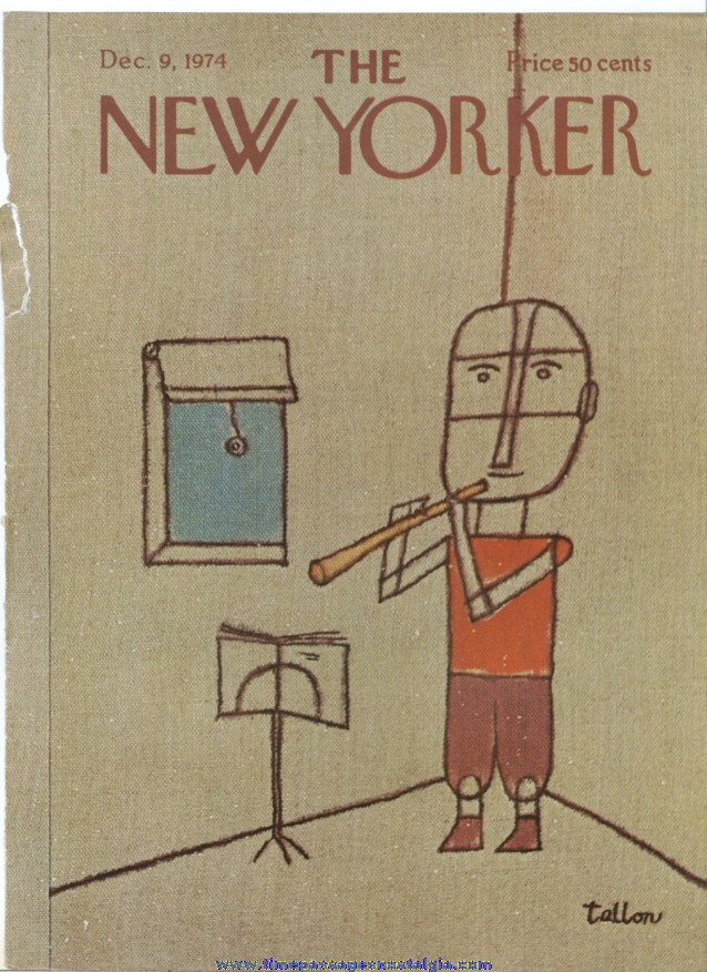 New Yorker Magazine COVER ONLY - December 9, 1974 - Robert Tallon