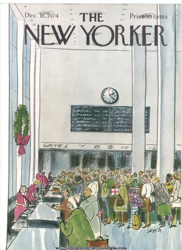 New Yorker Magazine COVER ONLY - December 16, 1974 - Charles Saxon