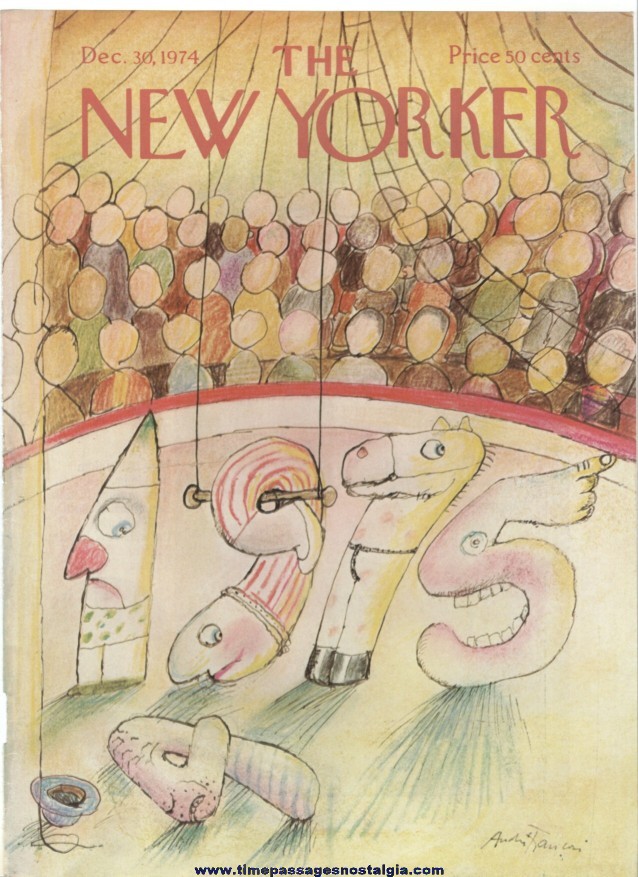 New Yorker Magazine COVER ONLY - December 30, 1974 - Andre Francois