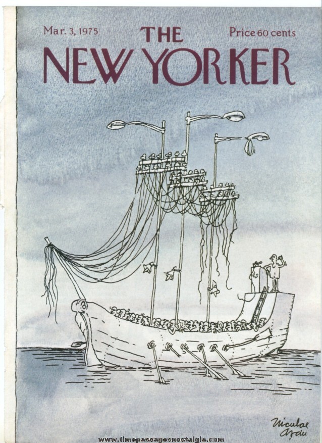New Yorker Magazine COVER ONLY - March 3, 1975 - Niculae Asciu