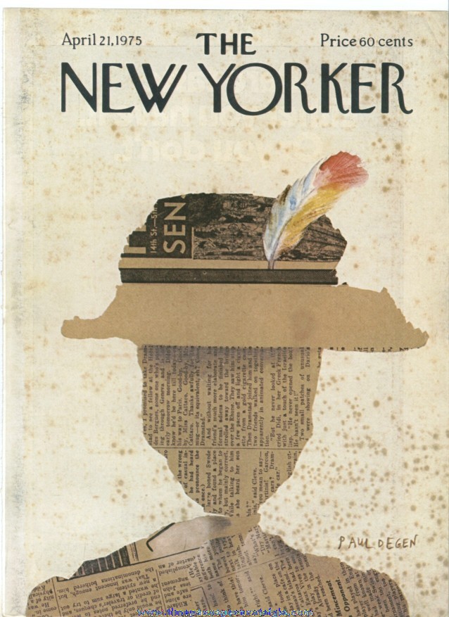 New Yorker Magazine COVER ONLY - April 21, 1975 - Paul Degen