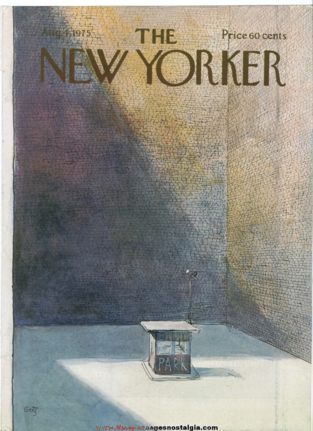 New Yorker Magazine COVER ONLY - August 4, 1975 - Arthur Getz