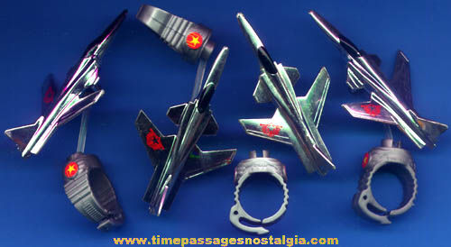 (4) Old Matchbox Military Jet Airplane Toy Rings - TPNC
