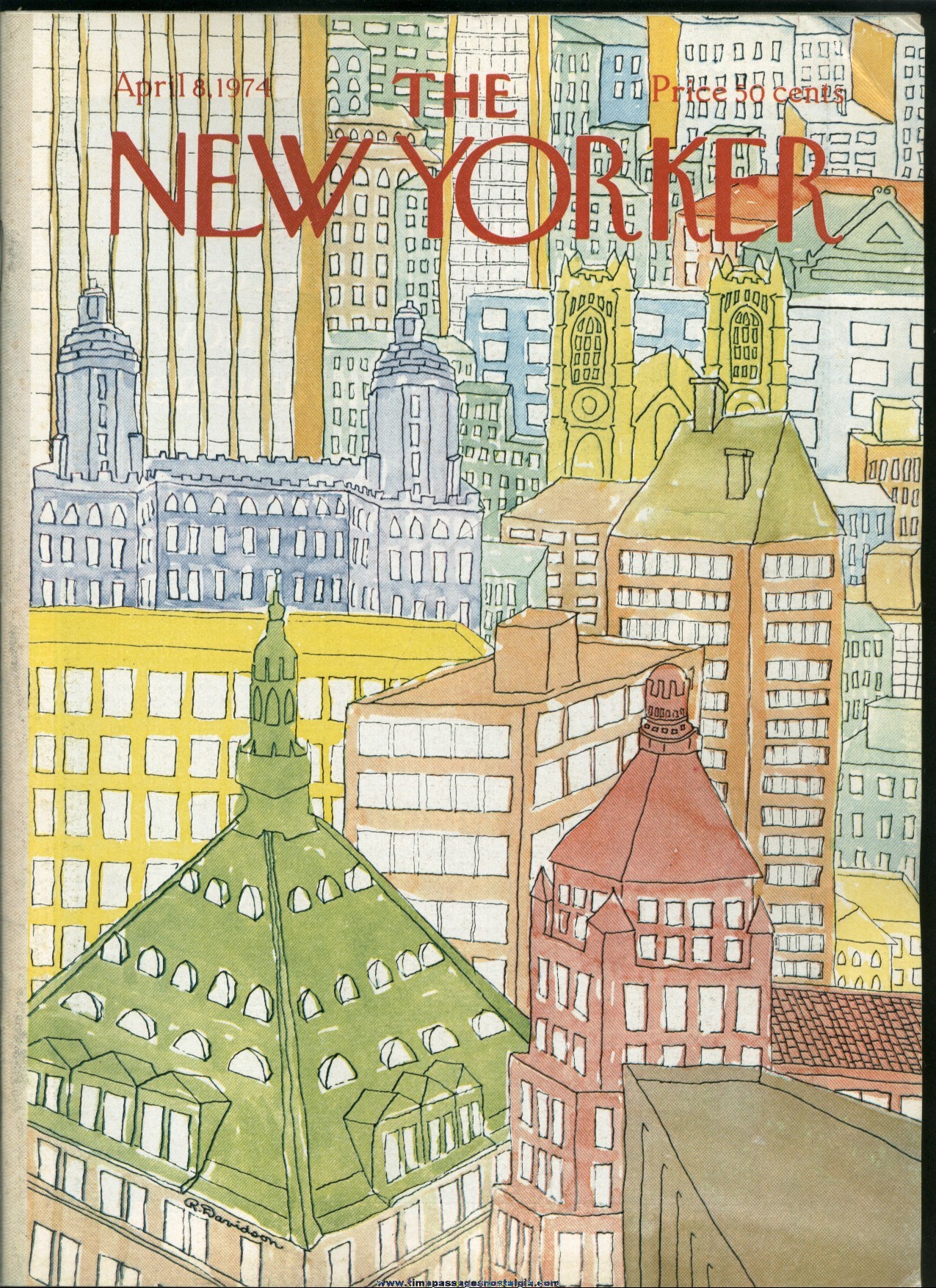 New Yorker Magazine - April 8, 1974 - Cover by Raymond Davidson - TPNC